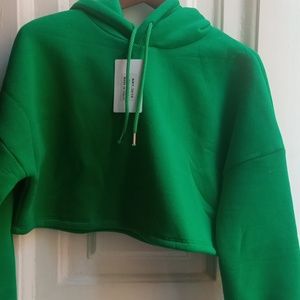 NWT cropped hoodie Green